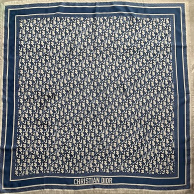 Dior oblique diortwin silk square Scarf navy blue 2022