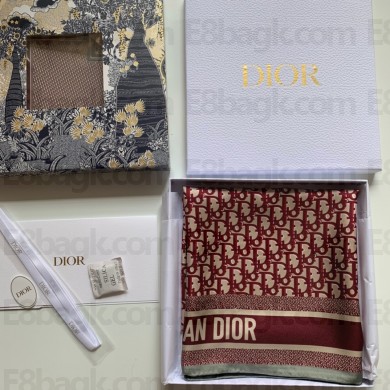 Dior Oblique Diortwin Square Scarf Burgundy and Navy Blue 2022