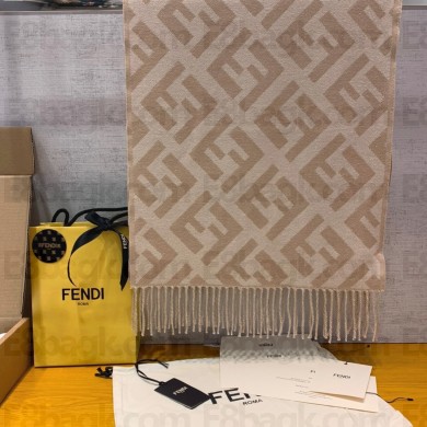 FENDI FF CASHMERE SCARF beige 2022