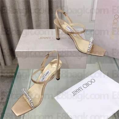 Jimmy Choo Meira 85 embellished suede sandals gold 2023