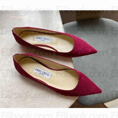 Jimmy Choo Heel 1cm Love Pointy Toe flats suede dark red