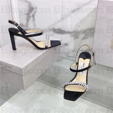 Jimmy Choo Meira 85 embellished suede sandals black 2023
