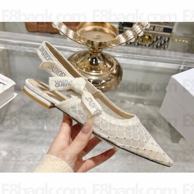 Dior Capture Slingback flat white mesh with crystal  2025
