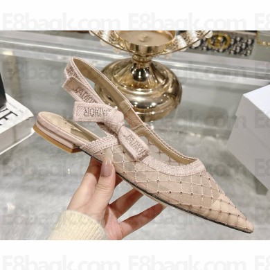 Dior Capture Slingback flat beige mesh with crystal  2025