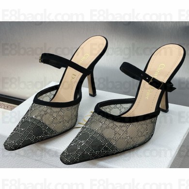 Dior Capture Slingback mule black mesh with drill heel 9.5cm 2025