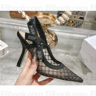 Dior Capture Slingback pump black mesh with crystal heel 8.5cm 2025