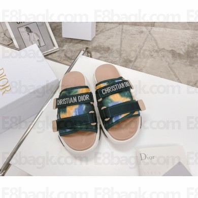 dior green multicolor Technical Fabric D-Wander Slide 2021