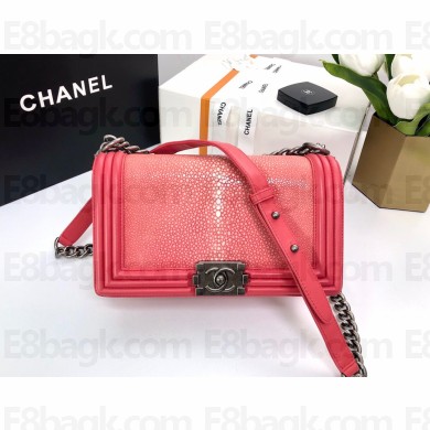 Chanel pink pearl le boy bag with silver hardware