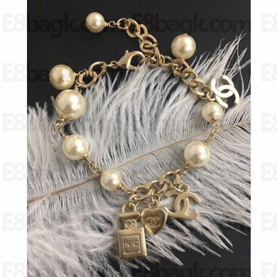 Chanel Bottle Pearl Bracelet Gold/White 2018