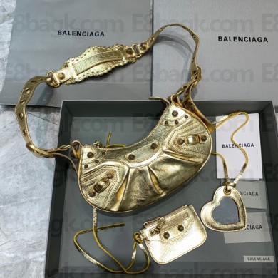 Balenciaga WOMEN'S LE CAGOLE XS SHOULDER BAG IN GOLD