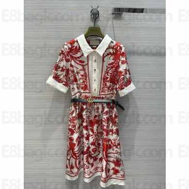 hermes printed silk dress white/red spring 2024