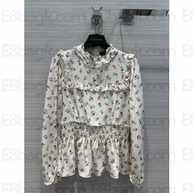 LOUIS VUITTON Floral Print Ruffle Trim Blouse 2024