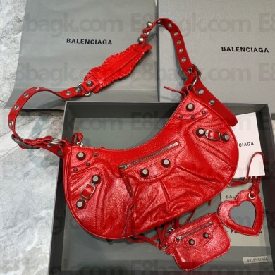Balenciaga WOMEN'S LE CAGOLE SMALL SHOULDER BAG IN RED