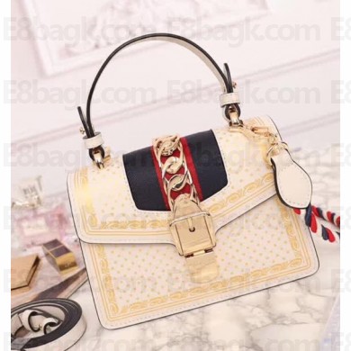 Gucci Sylvie Leather Mini Bag 470270 White 2018