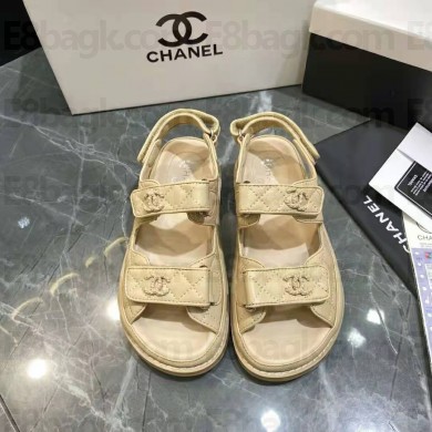 Chanel CC Logo Magic Loop Beach Sandals beige 2020