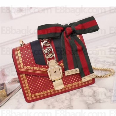 Gucci Sylvie Leather Mini Chain Bag 431666 Red 2018