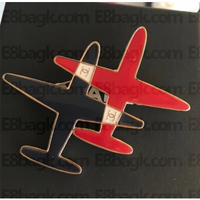 Chanel Double Plane Brooch Black/Red 2018