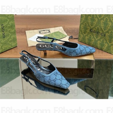 Gucci Women's GG slingback pump 772417 denim blue 2024