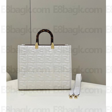 Fendi Sunshine Medium WHITE leather shopper 8597 2022
