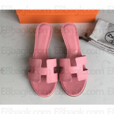 Hermes Heel 5cm Oasis Slipper Sandals in epsom Leather cherry pink