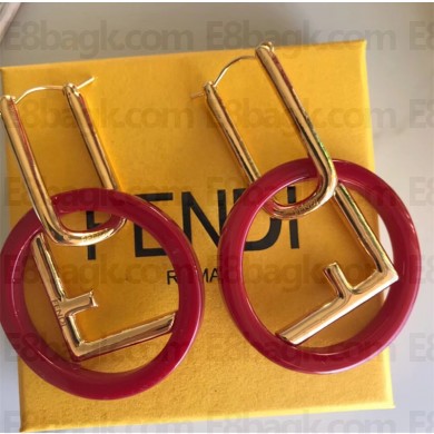 Fendi F Is Fendi Hoop Earrings Red/Gold 2018