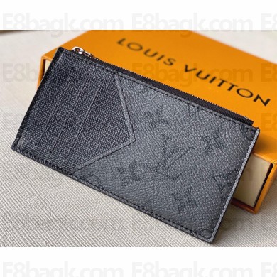 Louis Vuitton Coin Card Holder in Monogram Eclipse Canvas M69533 Black/Grey 2020 