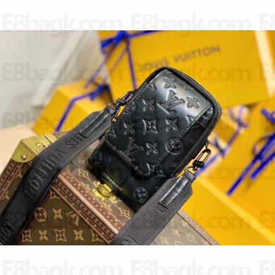 Louis Vuitton Flap Double Phone Pouch in Monogram Leather M81005 Black 2022 