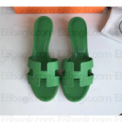 Hermes Heel 5cm Oasis Slipper Sandals in epsom Leather Vert Bengale