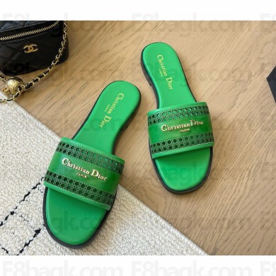 Dior D-Lane Slide green Calfskin with Openwork Microcannage Motif 1108-2024