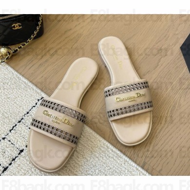 Dior D-Lane Slide beige Calfskin with Openwork Microcannage Motif 1108-2024