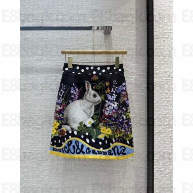 Dolce & Gabbana black bunny printed skirt 2023