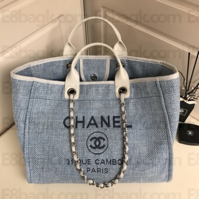 Chanel medium Deauville canvas Tote Bag denim blue 2019