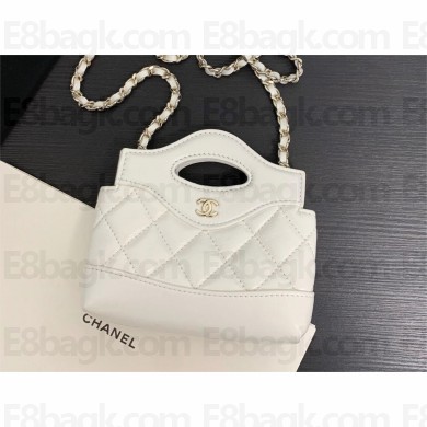 CHANEL Shiny Lambskin & Gold-Tone Metal Clutch with Chain AP3875 WHITE 2024