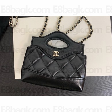 CHANEL Shiny Lambskin & Gold-Tone Metal Clutch with Chain AP3875 BLACK 2024
