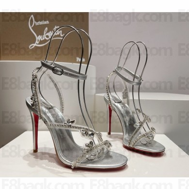 Christian Louboutin Joli Queen Diamond Sandals in silvery heel 9.5cm 2024