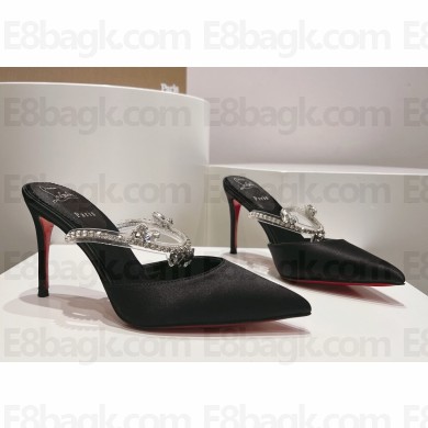 christian louboutin Planet Queen 85 satin mules in black 2024