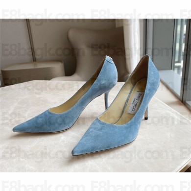 Jimmy Choo Heel 8.5cm Love Pointy Toe Pumps suede blUE