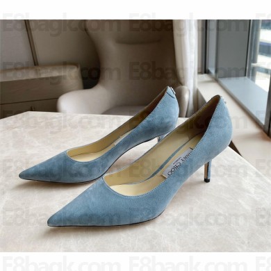 Jimmy Choo Heel 6.5cm Love Pointy Toe Pumps suede blue
