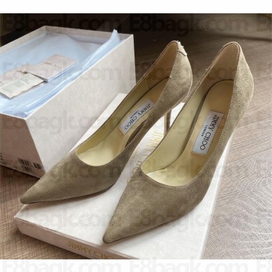 Jimmy Choo Heel 8.5cm Love Pointy Toe Pumps suede camel