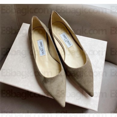 Jimmy Choo Heel 1cm Love Pointy Toe flats suede gray