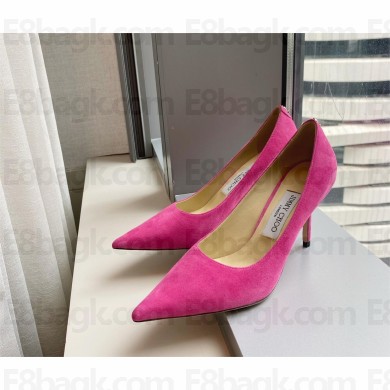 Jimmy Choo Heel 8.5cm Love Pointy Toe Pumps suede pink