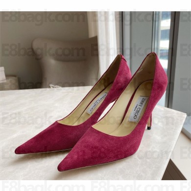 Jimmy Choo Heel 8.5cm Love Pointy Toe Pumps suede dark red