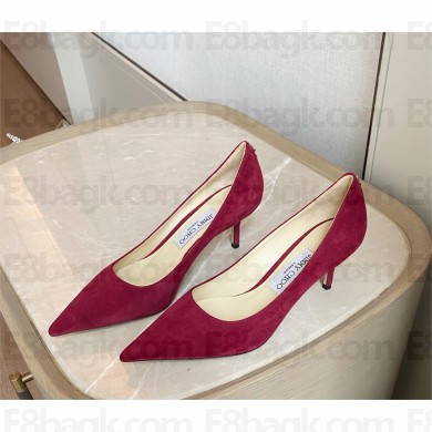 Jimmy Choo Heel 6.5cm Love Pointy Toe Pumps suede dark red