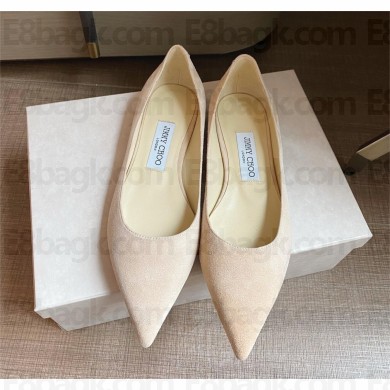 Jimmy Choo Heel 1cm Love Pointy Toe flats suede nude