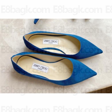 Jimmy Choo Heel 1cm Love Pointy Toe flats suede bright blue