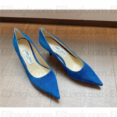 Jimmy Choo Heel 6.5cm Love Pointy Toe Pumps suede bright blue