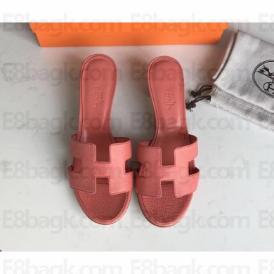 Hermes Heel 5cm Oasis Slipper Sandals in epsom Leather lobster pink