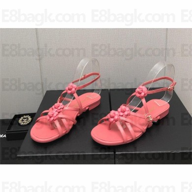 Chanel Heel 2cm CC Logo and Camellia Sandals pink 2023