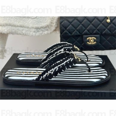 Chanel Crochet & Lambskin Thongs G45596 white/black 2024