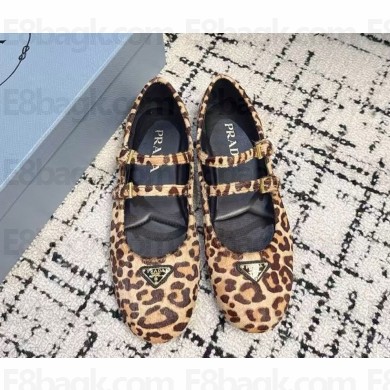 Prada Women's leopard brown suede leather Ballerina Shoes 2024